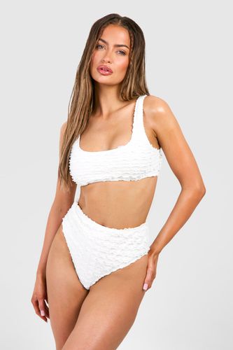 Womens Textured Ruffle High Waisted Bikini Brief - - 6 - boohoo - Modalova