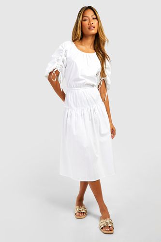 Womens Poplin Tiered Midi Dress - - 10 - boohoo - Modalova