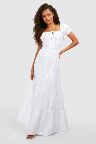Womens Cotton Poplin Tiered Maxi Dress - - 12 - boohoo - Modalova