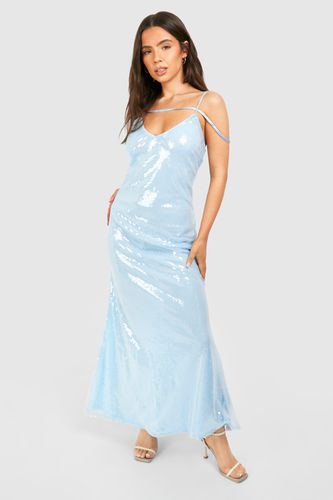 Womens Petite Strap Detail Sequin Maxi Dress - - 10 - boohoo - Modalova