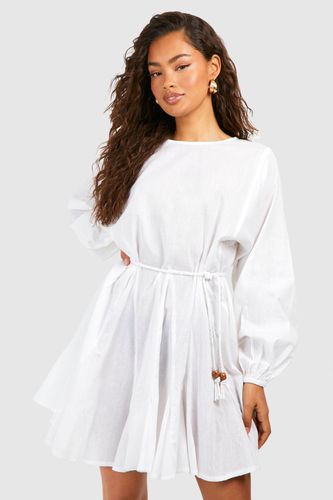 Womens Cotton Long Sleeve Godet Mini Dress - - 10 - boohoo - Modalova