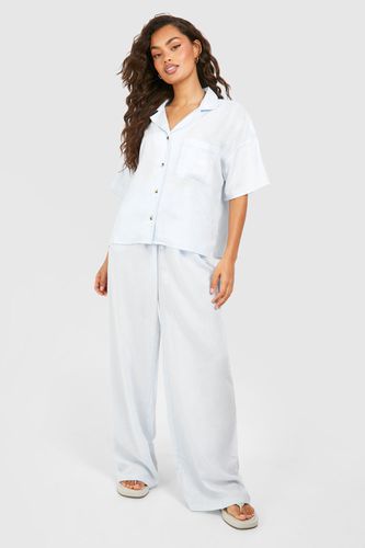 Womens Linen Drawstring Trouser - - 12 - boohoo - Modalova