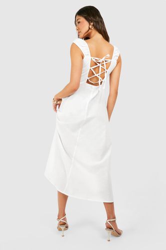 Womens Linen Split Midi Dress - - 10 - boohoo - Modalova