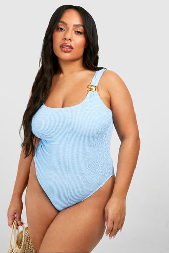 Womens Plus Crinkle Shell Scoop Neck Swimsuit - - 20 - boohoo - Modalova