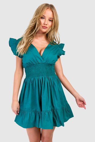 Womens Ruffle Detail Mini Dress - - 10 - boohoo - Modalova