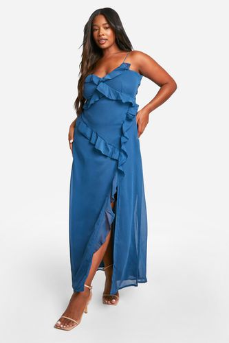 Womens Plus Woven Abstract Print Ruffle Detail Strappy Maxi Dress 1 - - 18 - boohoo - Modalova