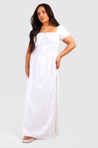 Womens Plus Poplin Milkmaid Puff Sleeve Maxi Dress - - 16 - boohoo - Modalova