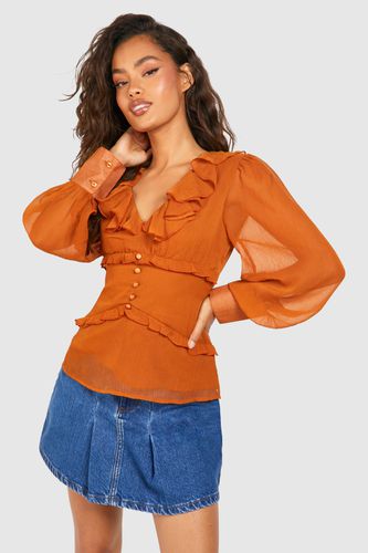 Womens Chiffon Ruffle Blouse - - 12 - boohoo - Modalova