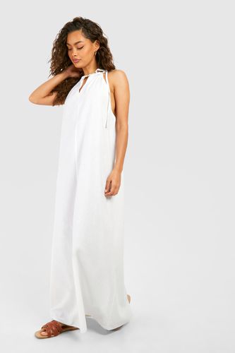 Womens Linen Strappy Maxi Dress - - 12 - boohoo - Modalova