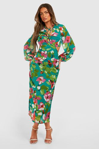 Womens Floral Dobby Ruffle Mini Dress - - 18 - boohoo - Modalova