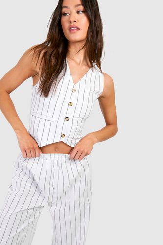 Womens Tall Woven Pinstripe Button Waistcoat - - 16 - boohoo - Modalova