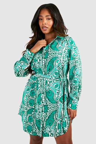 Womens Plus Paisley Printed Shirt Dress - - 22 - boohoo - Modalova