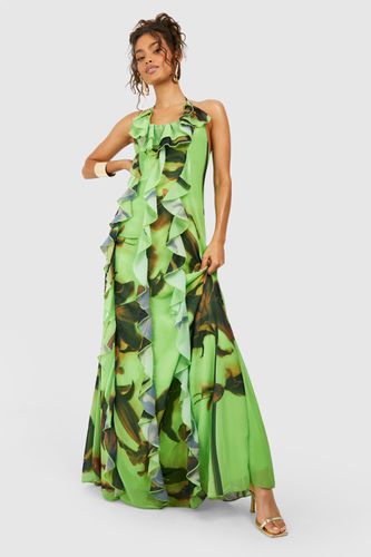 Womens Printed Chiffon Ruffle Maxi Dress - - 10 - boohoo - Modalova