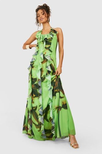 Womens Printed Chiffon Ruffle Maxi Dress - - 18 - boohoo - Modalova