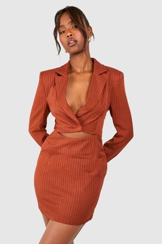 Womens Stripe Cut Out Blazer Dress - - 12 - boohoo - Modalova