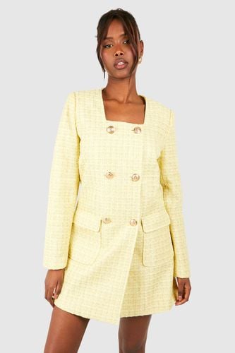 Womens Button Detail Boucle Blazer Dress - - 12 - boohoo - Modalova