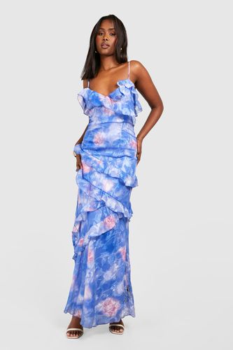 Womens Jacquard Ruffle Maxi Dress - - 12 - boohoo - Modalova