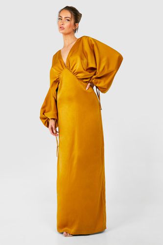 Womens Satin Extreme Blouson Sleeve Plunge Maxi Dress - - 10 - boohoo - Modalova