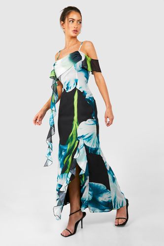 Womens Floral Draped Sleeve Maxi Dress - - 10 - boohoo - Modalova