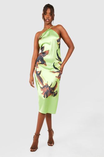 Womens Floral Halterneck Midi Slip Dress - - 10 - boohoo - Modalova