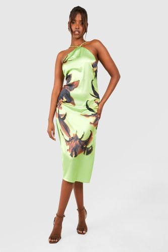 Womens Floral Halterneck Midi Slip Dress - - 18 - boohoo - Modalova