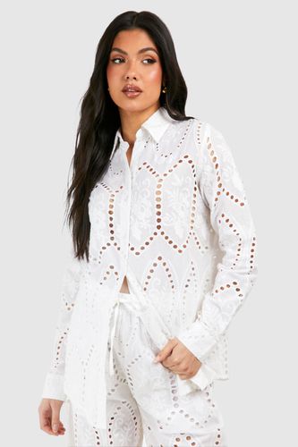 Womens Maternity Broderie Oversized Shirt - - 10 - boohoo - Modalova