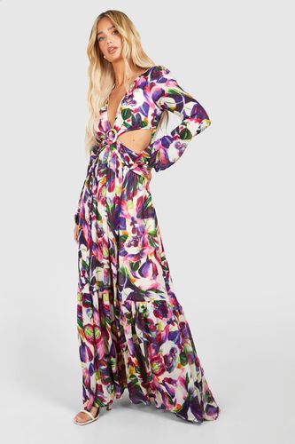 Womens Floral Print Cut Out Maxi Dress - - 10 - boohoo - Modalova