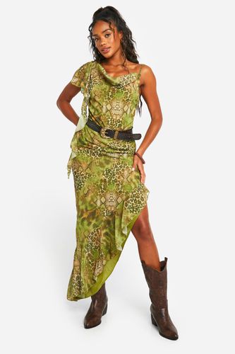 Womens Snake Printed Cowl Neck Maxi Dress - - 12 - boohoo - Modalova