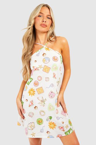 Womens Cotton Poplin Sea Motif Night Dress - - 6 - boohoo - Modalova