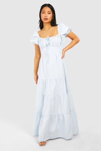 Womens Petite Poplin Milkmaid Maxi Dress - - 10 - boohoo - Modalova