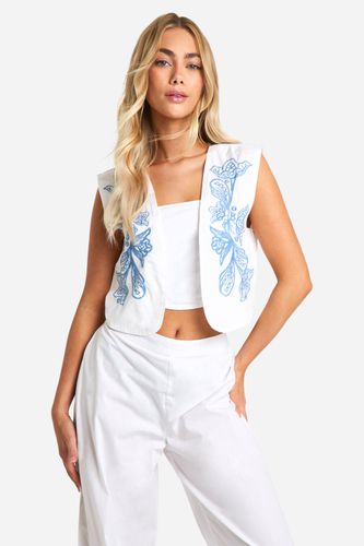 Womens Embroidered Waistcoat - - 10 - boohoo - Modalova