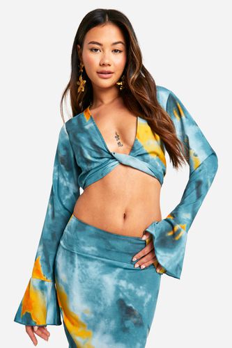 Womens Tonal Tie Dye Twist Front Crop - - 10 - boohoo - Modalova