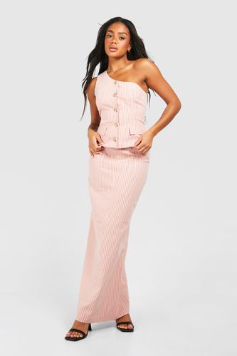 Womens Pastel Pink Pinstripe Column Maxi Skirt - - 10 - boohoo - Modalova