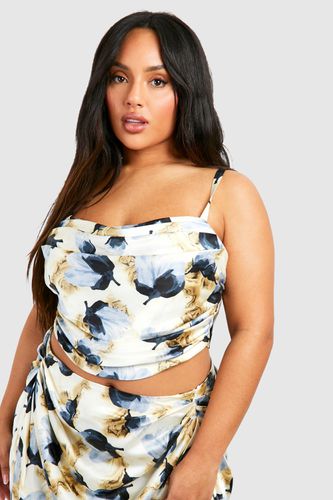 Womens Plus Floral Satin Corset Top - - 22 - boohoo - Modalova