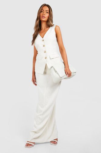 Womens Linen Look Column Fitted Maxi Skirt - - 10 - boohoo - Modalova