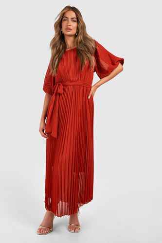 Womens Pleated Puff Sleeve Midi Dress - - 14 - boohoo - Modalova