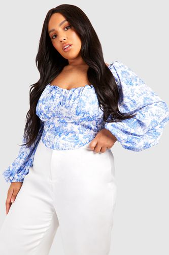 Womens Plus Milkmaid Porcelain Ruched Bust Corset Top - - 20 - boohoo - Modalova