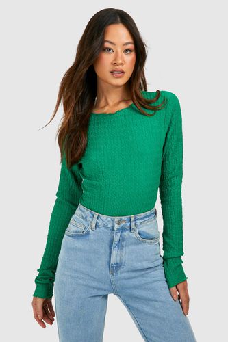 Womens Tall Crinkle Crew Long Sleeve Bodysuit - - 10 - boohoo - Modalova