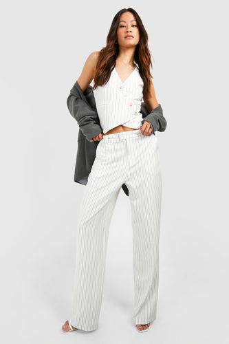 Womens Tall Woven Stripe Tailored Wide Leg Trousers - - 18 - boohoo - Modalova