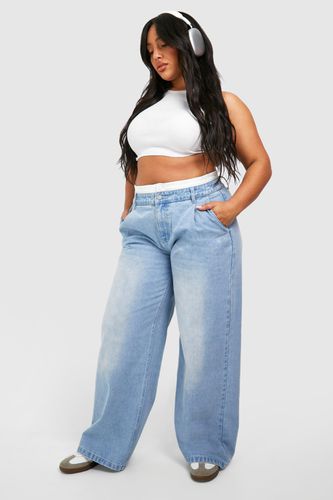 Womens Plus Contrast Waistband Straight Leg Jean - - 18 - boohoo - Modalova