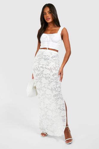 Womens Lace Maxi Skirt - White - 10 - boohoo - Modalova
