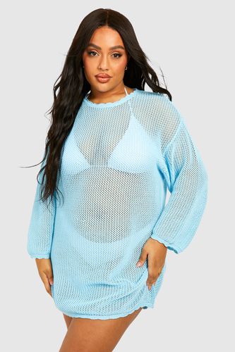 Womens Plus Knitted Crochet Beach Dress - - 16 - boohoo - Modalova