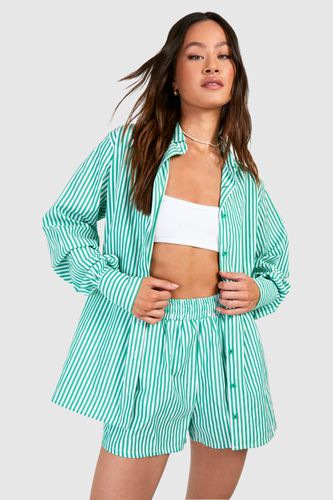 Womens Tall Woven Pinstripe Shirt & Short Set - - 16 - boohoo - Modalova