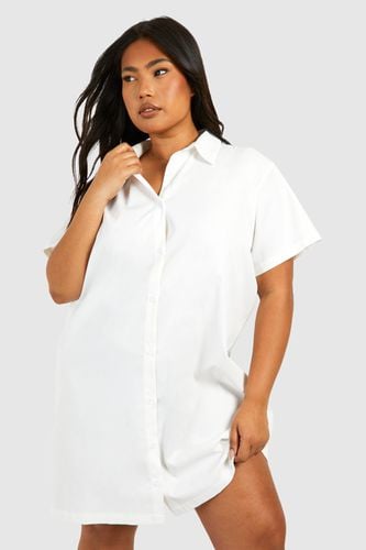 Womens Plus Poplin Short Sleeve Oversized Shirt Dress - - 16 - boohoo - Modalova