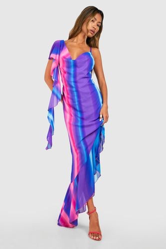 Womens Ombre Print Ruffle Cowl Neck Midaxi Dress - - 18 - boohoo - Modalova