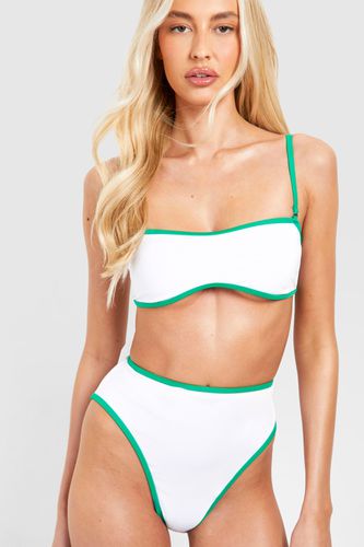 Womens Tall Contrast Binding High Waist Bikini Set - - 10 - boohoo - Modalova