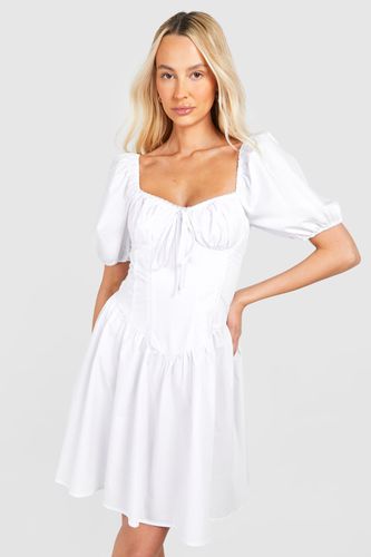 Womens Tall Woven Puff Sleeve Milkmaid Mini Dress - - 12 - boohoo - Modalova