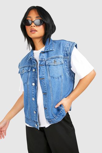 Womens Petite Denim Oversized Sleeveless Jacket - - 14 - boohoo - Modalova