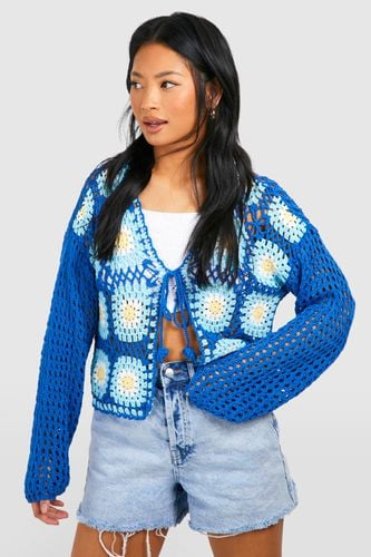 Womens Petite Patchwork Crochet Tie Front Cardigan - - S - boohoo - Modalova