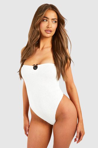 Womens Shell Crinkle Bandeau Swimsuit - - 10 - boohoo - Modalova